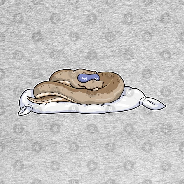 Snake at Sleeping with Sleeping mask on Blanket by Markus Schnabel